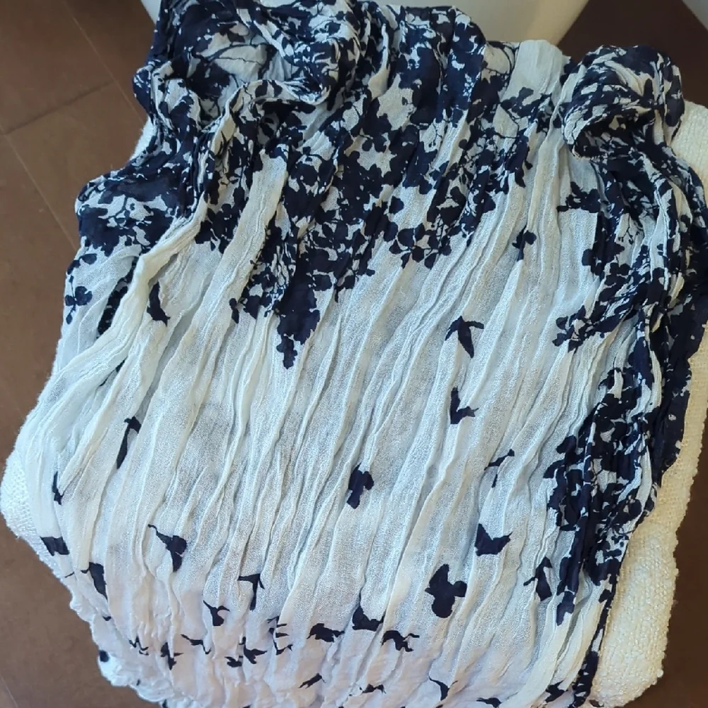Navy Blue and White Infinity Scarf - Picture 2 of 5